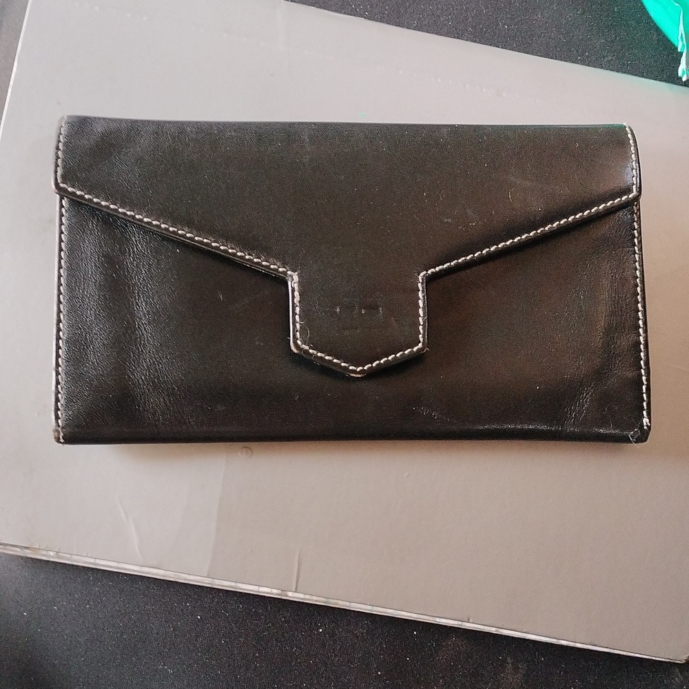 Christian Dior Vintage black leather wallet.